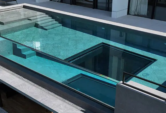 Underwater pool windows for your residential swimming pool.